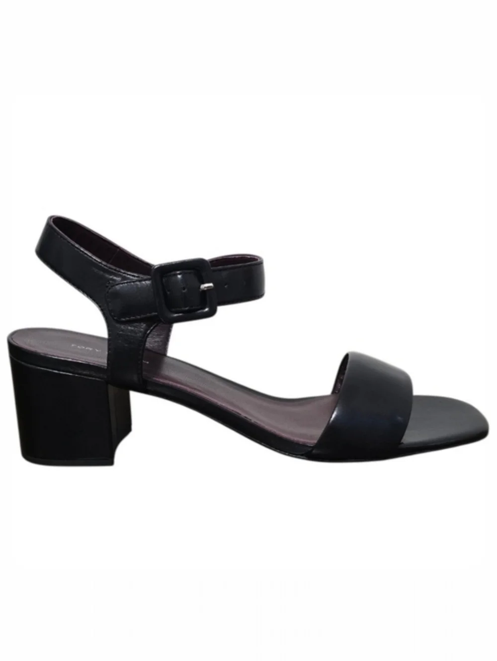 Tory Burch Black Double T City 55MM Leather Block Heel Sandal Size 9